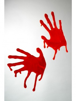 Dekorace - otisky krvavých rukou 
