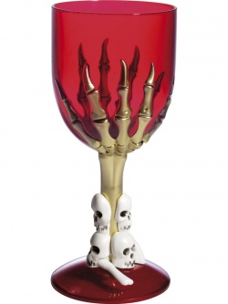 Červená sklenka na víno - kostlivec